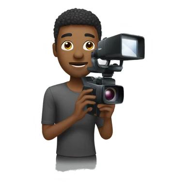 man, no glasses, filming with a handheld camcorder sticker