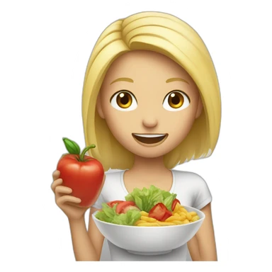 girl with hombre, blonde hair, eating healthy food sticker