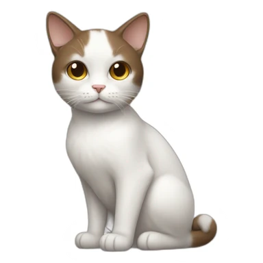white cat but a bit brown hair in face full body sticker