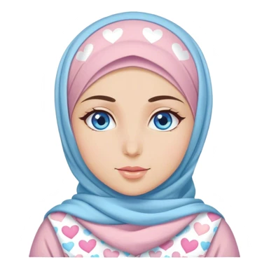 Turkish beautiful finish Konya girl blue eyes with hijab and pastel hearts dress sticker