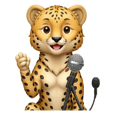 Cheetah with podcast microphone sticker