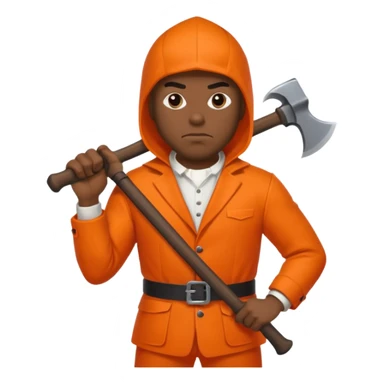 black man executioner in orange suit sticker