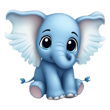 Blue cartoon like baby elephant with angel wings sticker