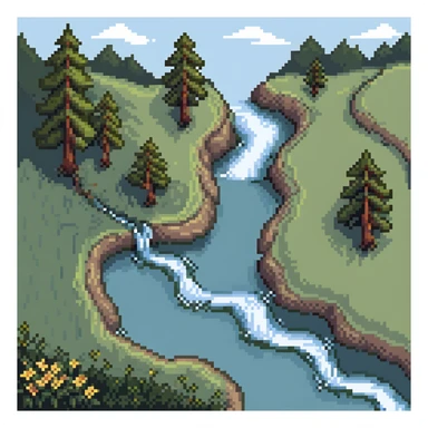 small river flowing through nature sticker