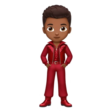 Dylan from Bratz Boyz with medium dark skin, dark brown hair and dark red sequin outfit sticker