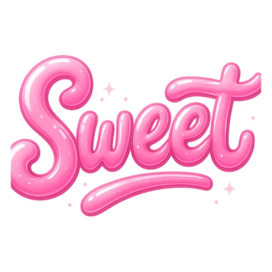 the word 'sweet' in a creative, pink-themed style, no background sticker