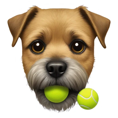 border terrier with a tennis ball sticker
