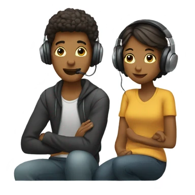 two people listening to music sticker