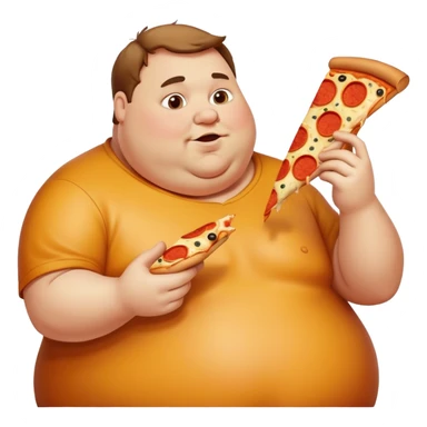 Fat man eating pizza sticker