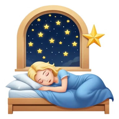 The ray of a star entering through the window into the room of a sleeping girl. sticker