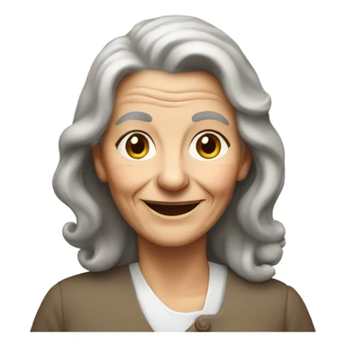 smiling elderly woman with long brown hair sticker