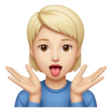 Tongue out with hands to the side  sticker