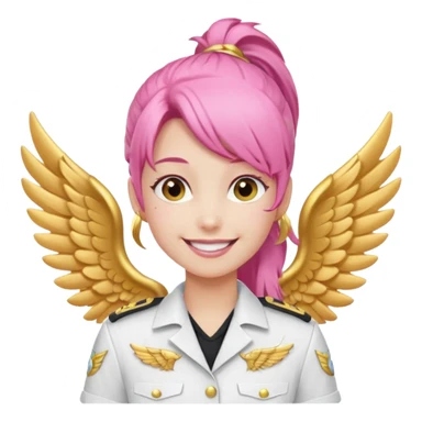 Commander Bloom – pink ponytail pilot in white uniform and gold wings sticker