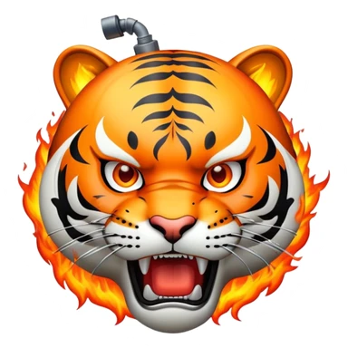 tiger face with bomb with burning fuse for Twitch emote sticker