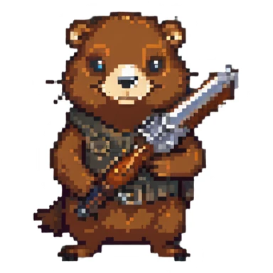 beaver with a weapon sticker
