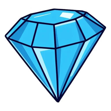 shiny blue diamond broken in half exposing crystal structure inside sticker