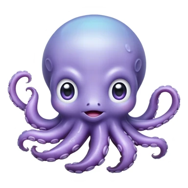 Meme-Worthy Floating Baby Octopus Portrait Emoji, Drifting gracefully in the water with soft, curled tentacles and a dreamy, weightless posture, showcasing a smooth, rounded light blue-purple body with mesmerizingly large, gentle eyes gazing into the abyss, Simplified yet poetically expressive features, highly detailed, glowing with a soft, celestial marine glow, high shine, quiet and mystical, stylized with an air of deep-sea serenity, soft glowing outline, capturing the essence of a tiny, peaceful cephalopod floating endlessly in the infinite beauty of the ocean depths! sticker
