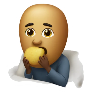 A man eating a potato in bed  sticker