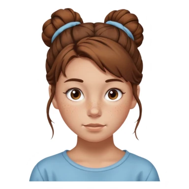 teenage girl with a messy brown bun and freckles sticker
