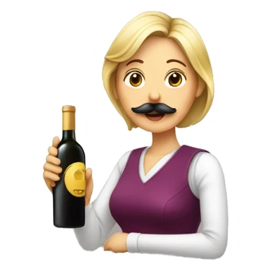 Mujer con bigote bebiendo vino sticker