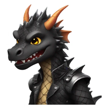 Black dragon dressed in punk clothes with chequer markings sticker