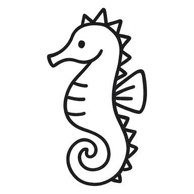 hand-drawn outlined seahorse icon sticker