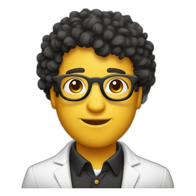 un garcon cheveux bouclés avec des taches de rousseurs et des lunettes rondes noires sticker