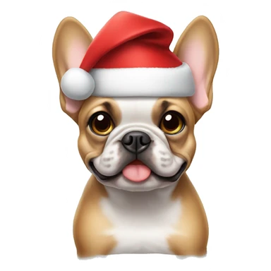 Frenchie wearing santa hat sticker