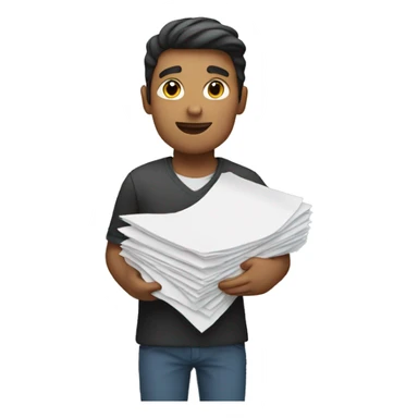 A person holding a stack of paper sticker