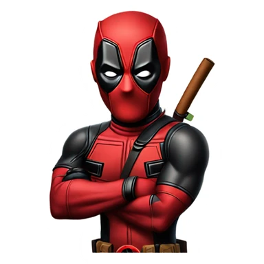 Deadpool with a cigar sticker