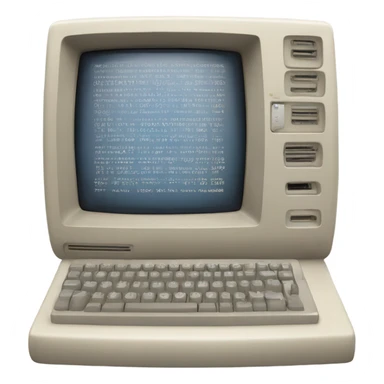 old apple computer with codes on the screen sticker