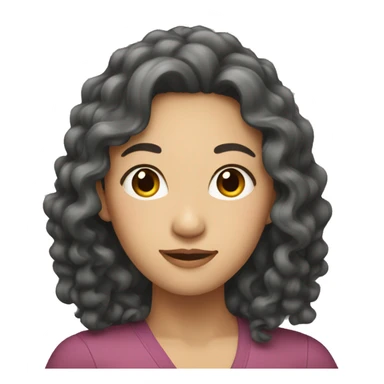 Asian woman with long curly hair sticker