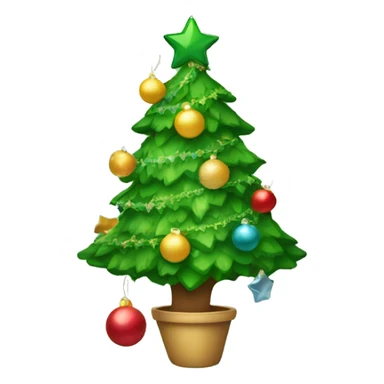 Green christmas tree with cute decorations  sticker