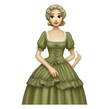 Khaki green roccoco dress sticker
