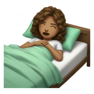 Girl with brown hair sick in bed sticker