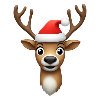 Reindeer with Xmas hat and red nose  sticker