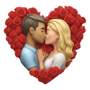 Hyper Realistic Couple kissing surrounded by red hearts and flowers  sticker