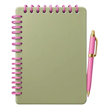 Pale olive Planner open notebook with pink pen sticker