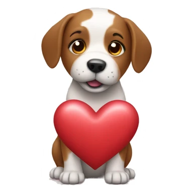 Dog carrying a heart sticker