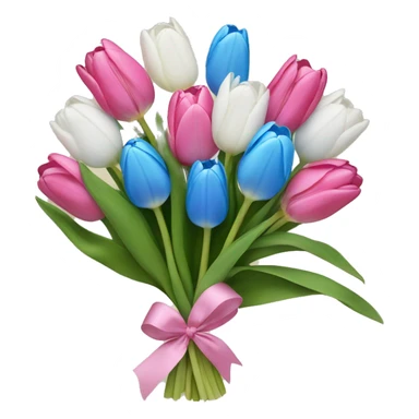 Pink and blue and white tulips in a bouquet sticker