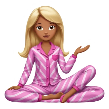 Brown skin blonde hair Barbie in pajamas  sticker