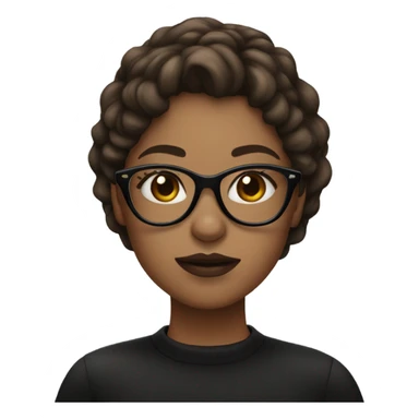 Girl with brown hair and black glasses and big lips  sticker