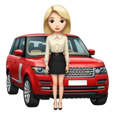 Mujer mona bonita joven, vestida elegante pero chic con una range rover sticker