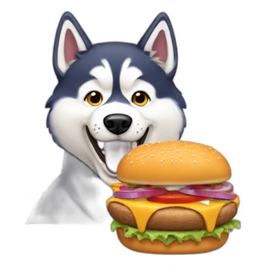 Husky Dog Eating burger sticker
