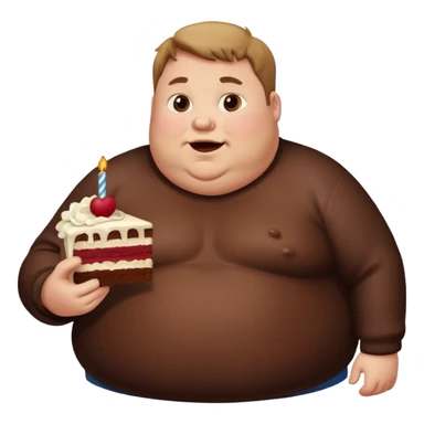 Fat man eating cake sticker