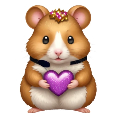 Hamster with glitter heart sticker