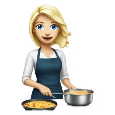 Beautiful blonde blue eyed woman cooking sticker