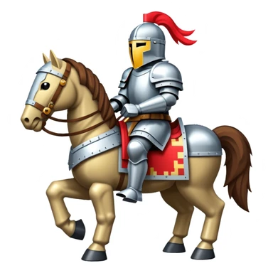 retro 8-bit knight on armored warhorse sticker