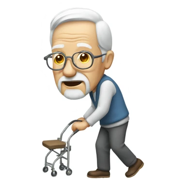 old man with walking frame sticker