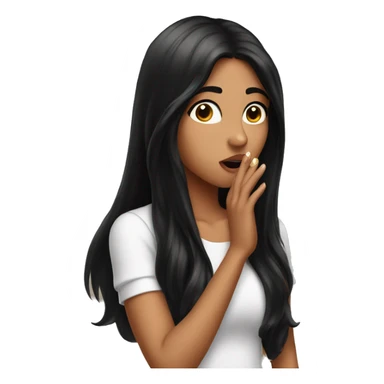 Beautiful girl with long black hair blowing kisses sticker